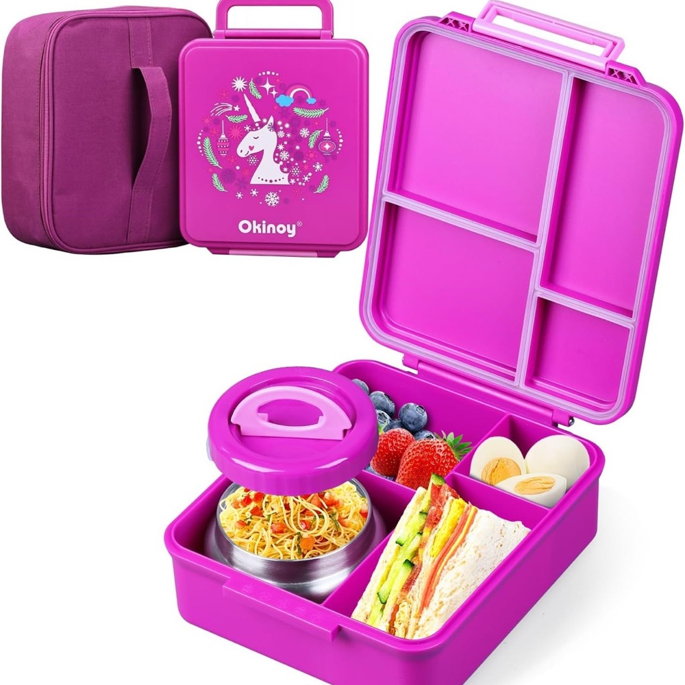 Pink Unicorn Lunch Box with Bag